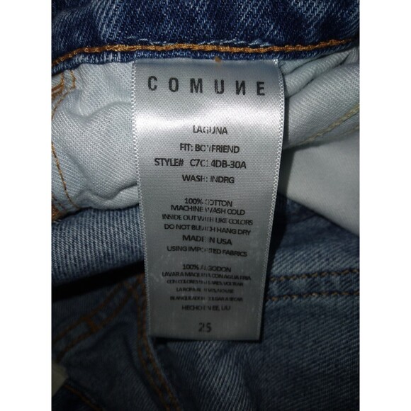 Comune Laguna Boyfriend Fit Jeans Women's 25 Blue Indre Mid Rise Distressed - Picture 10 of 11